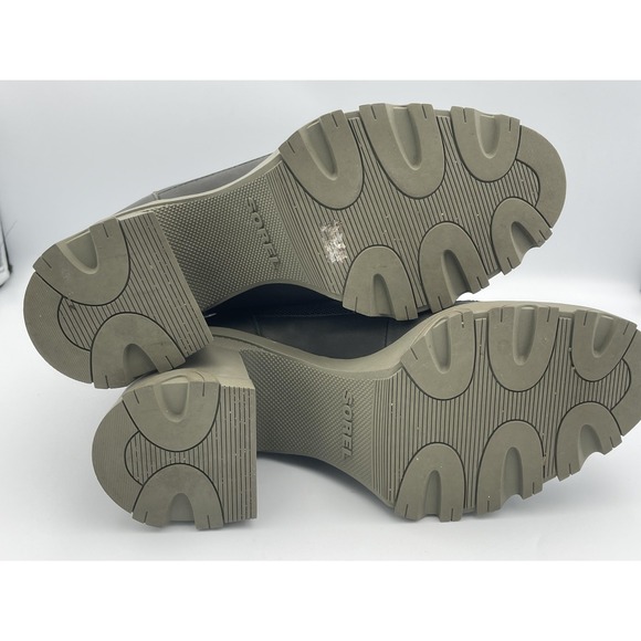 Sorel Brex Boots Chunky Heel Army Green Size 8 Lace Up Waterproof Lug Sole - Picture 3 of 7